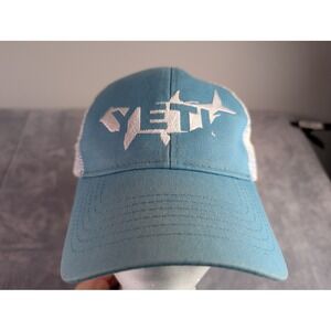YETI Coolers Tarpon Trucker Hat Light Blue White Mesh Snapback Cap